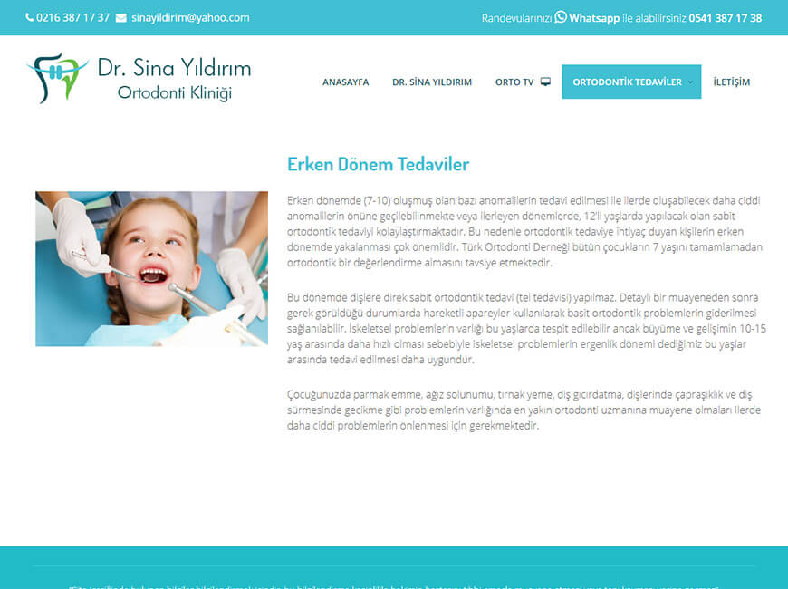 Dr. Sina Yıldırım Web Site Tasarımı