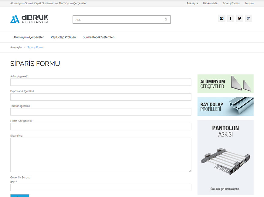 Doruk Alüminyum Web Site Tasarımı