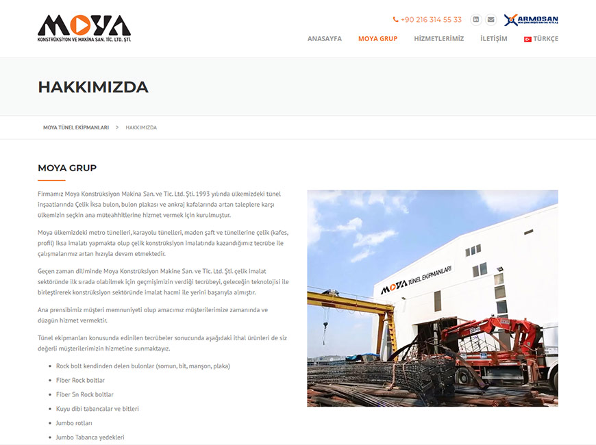 Moya Grup Web Site Tasarımı