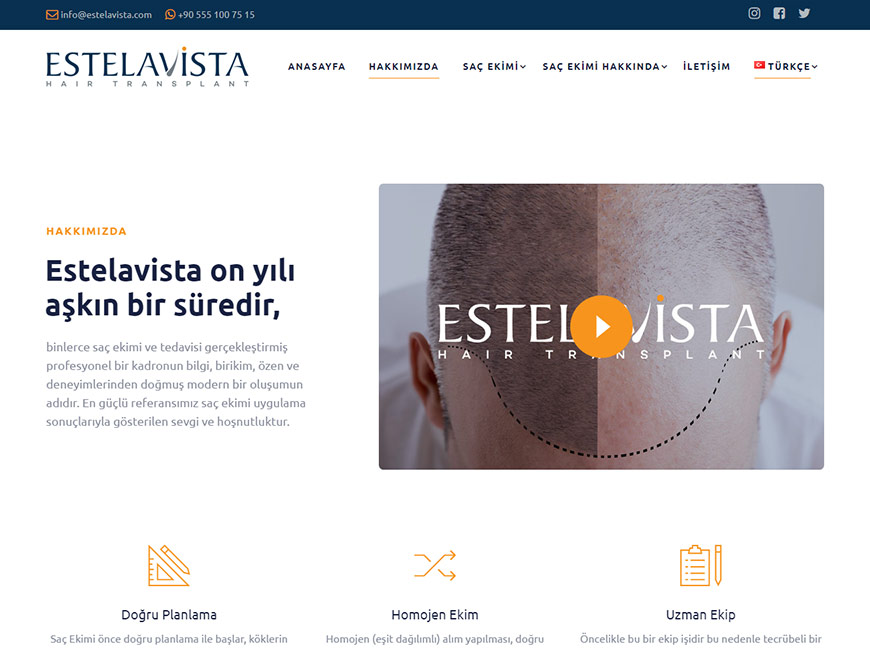 Estelavista Saç Ekim Merkezi Web Site Tasarımı