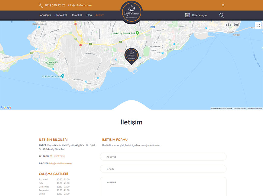 Cafe Fincan Web Site Tasarımı
