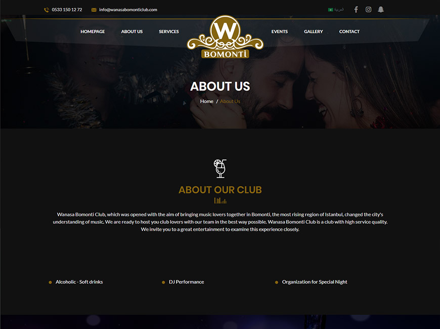 Wanasa Bomonti Club Web Site Tasarımı