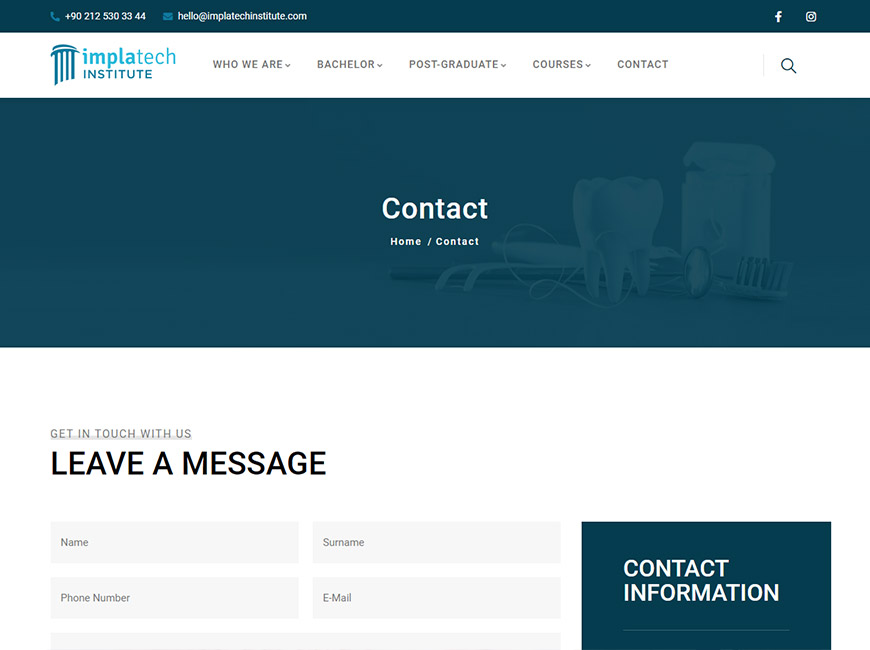 Implatech Institute Web Site Tasarımı