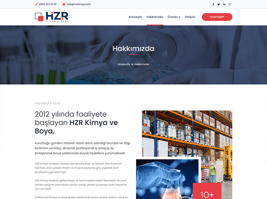 HZR Kimya & Boya Web Site Tasarımı